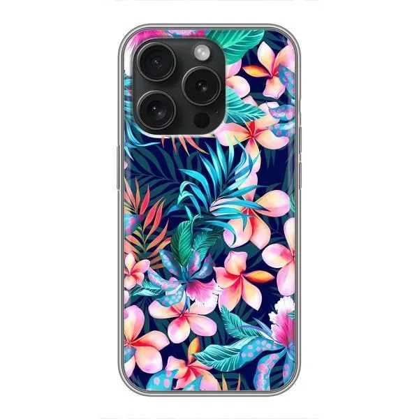 Чехол с принтом «Красочные цветы» для iPhone 15 Pro