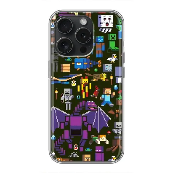 Чехол с принтом «Коллаж Майнкрафт» для iPhone 15 Pro Чехол с принтом «Коллаж Майнкрафт» для iPhone 15 Pro