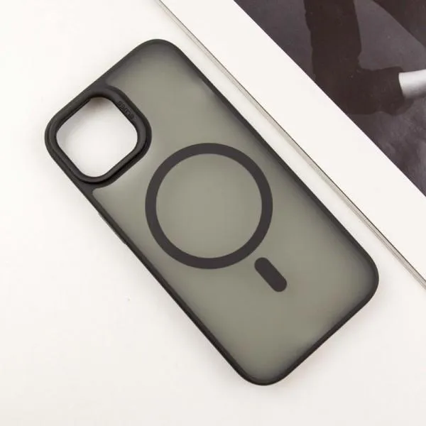 TPU+PC чехол Blueo Skin Friendly Frosted with Magnetic Fit для Apple iPhone 15 (6.1") — Черный — фото 3