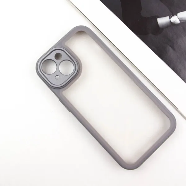 TPU чохол Transparent + Colour 1,5mm для Apple iPhone 15 (6.1") — Сірий — фото 2
