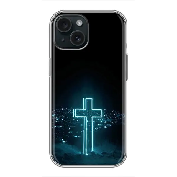 Чехол с принтом «Крест и город» для iPhone 15