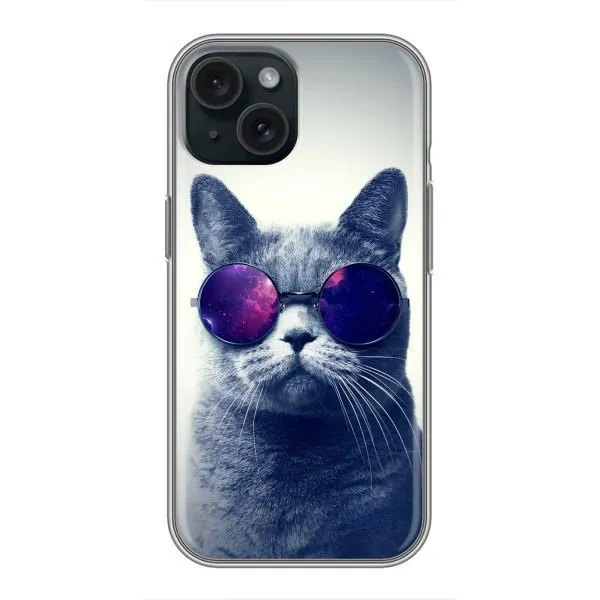 Чехол с принтом «Стильный кот» для iPhone 15
