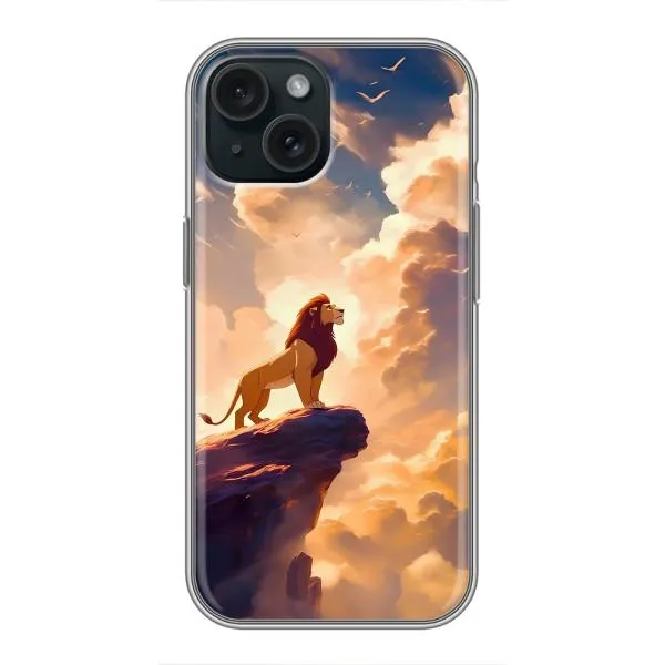Чехол с принтом «Симба на скале» для iPhone 15