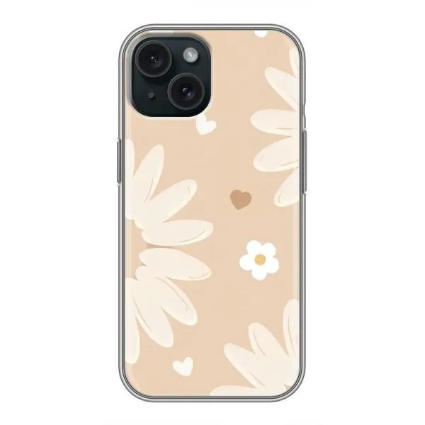 Чехол с принтом «Бежевые цветы» для iPhone 15