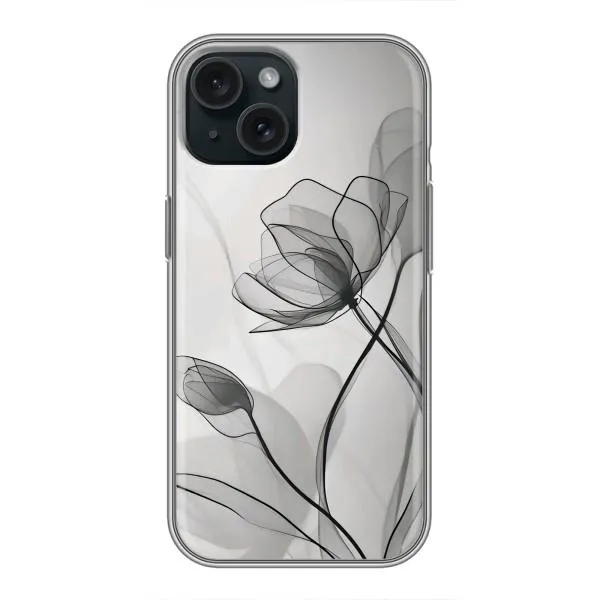 Чехол с принтом «Черные цветы» для iPhone 15