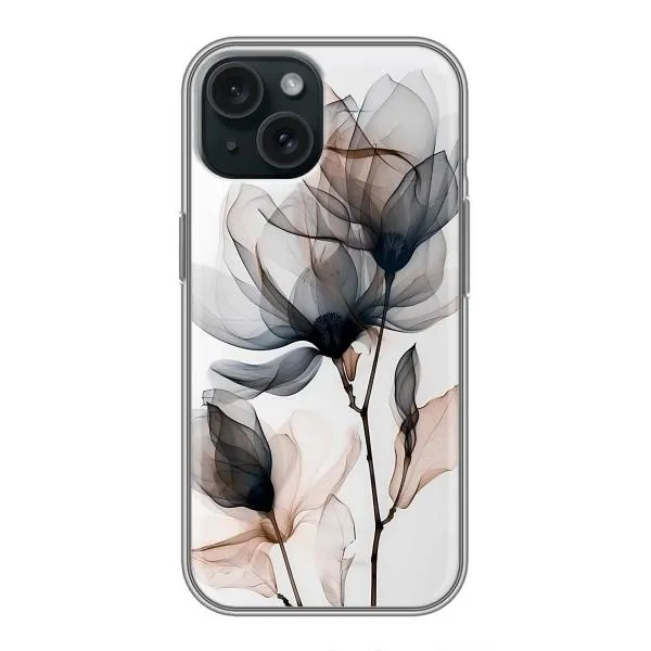 Чехол с принтом «Цветы на белом» для iPhone 15