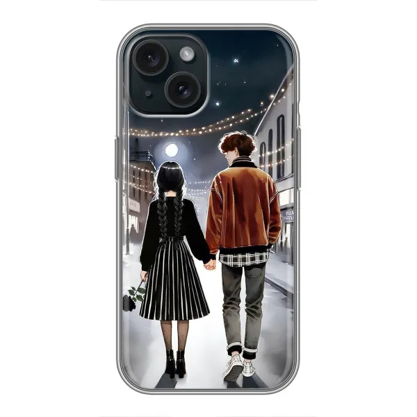 Чехол с принтом «Уэнздей и Тайлер» для iPhone 15 Чехол с принтом «Уэнздей и Тайлер» для iPhone 15