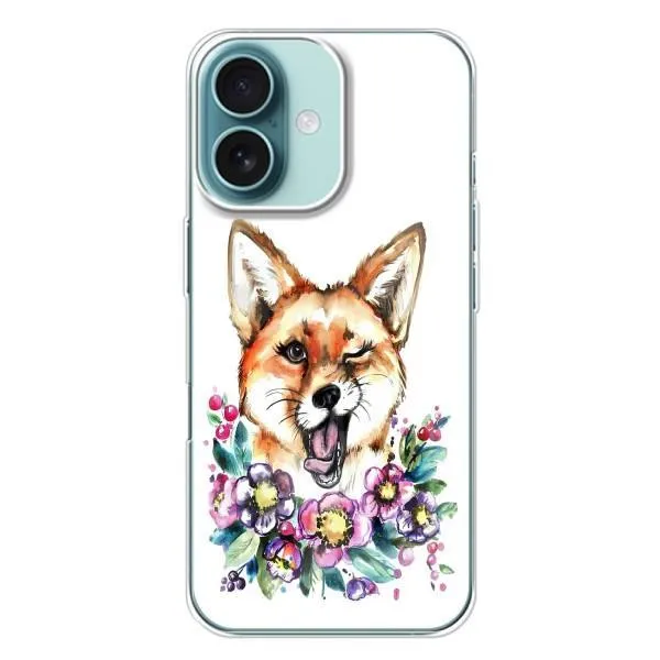 Чехол с принтом «Веселая лисичка» для iPhone 16 Plus