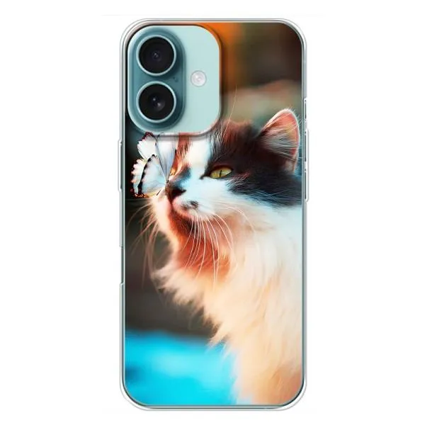 Чехол с принтом «Котик с бабочкой» для iPhone 16 Plus Чехол с принтом «Котик с бабочкой» для iPhone 16 Plus