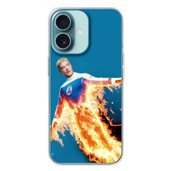 Чехол с принтом «Человек-факел в огне» для iPhone 16 Plus Чехол с принтом «Человек-факел в огне» для iPhone 16 Plus