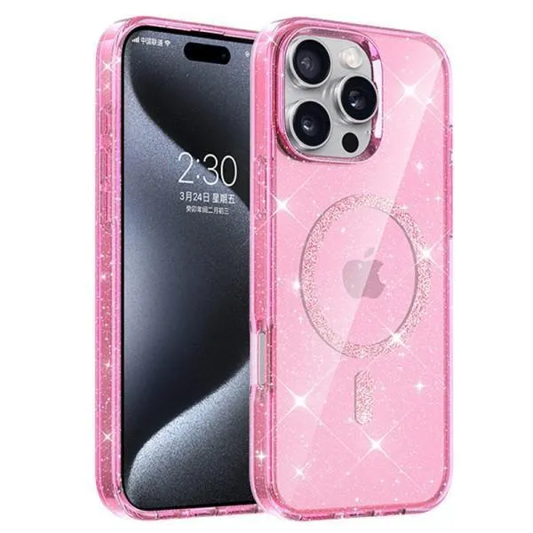 Чехол TPU Eclipse Sparkle Magnetic Fit для Apple iPhone 16 Pro Max (6.9") — Розовый — фото 1