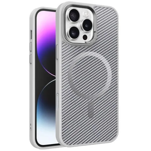 Чохол TPU+PC Carbon Mirage with MagSafe для Apple iPhone 16 Pro Max (6.9") — Сірий — фото 1 Чохол TPU+PC Carbon Mirage with MagSafe для Apple iPhone 16 Pro Max (6.9") — Сірий — фото 1