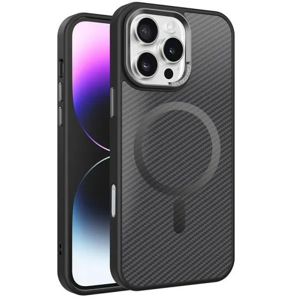 Чехол TPU+PC Carbon Mirage with Magnetic Fit для Apple iPhone 16 Pro Max (6.9") — Черный — фото 1 Чехол TPU+PC Carbon Mirage with Magnetic Fit для Apple iPhone 16 Pro Max (6.9") — Черный — фото 1