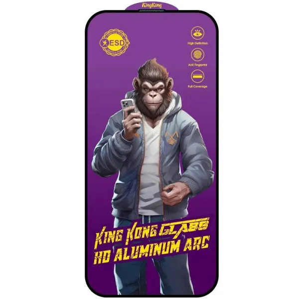 Защитное стекло 5D Anti-static Purple (тех.пак) для Apple iPhone 16 Pro Max (6.9") — Черный