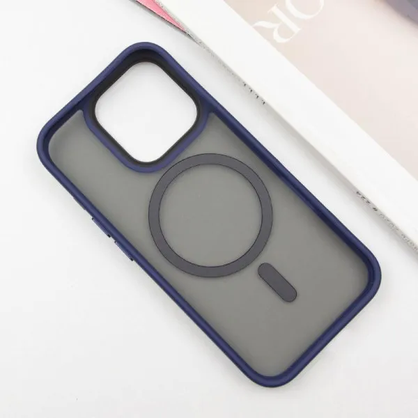 TPU+PC чехол Metal Buttons with Magnetic Fit для Apple iPhone 16 Pro Max (6.9") — Синий — фото 3