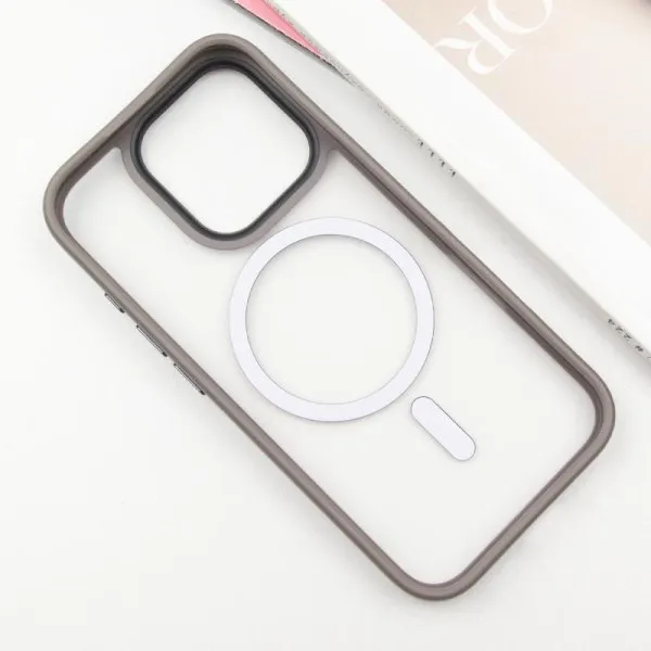 TPU+PC чехол Metal Buttons with Magnetic Fit для Apple iPhone 16 Pro Max (6.9") — Серый — фото 3