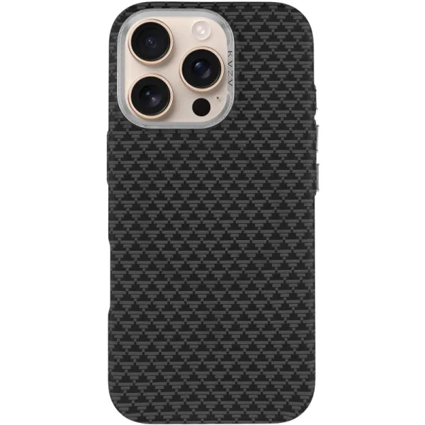 Чехол TPU+PC KVZV Triangular Pattern with Magnetic Fit для Apple iPhone 16 Pro Max (6.9") — Черный — фото 2 Чехол TPU+PC KVZV Triangular Pattern with Magnetic Fit для Apple iPhone 16 Pro Max (6.9") — Черный — фото 2
