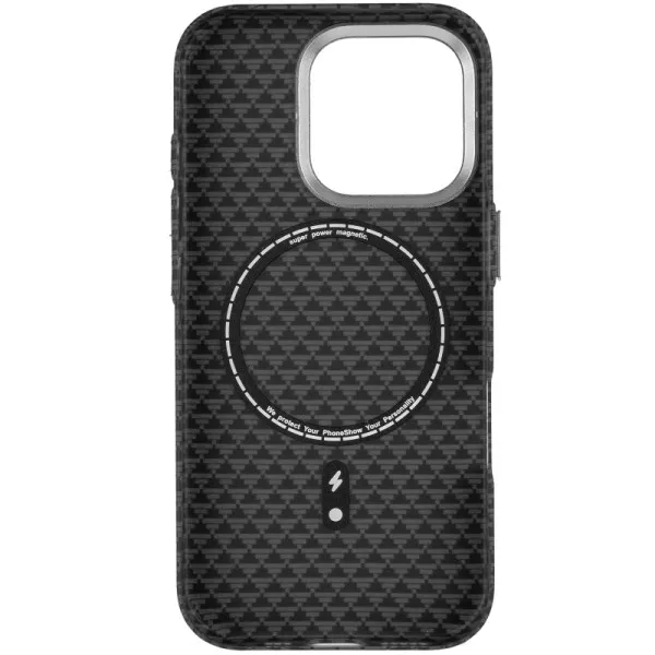 Чехол TPU+PC KVZV Triangular Pattern with Magnetic Fit для Apple iPhone 16 Pro Max (6.9") — Черный — фото 3 Чехол TPU+PC KVZV Triangular Pattern with Magnetic Fit для Apple iPhone 16 Pro Max (6.9") — Черный — фото 3