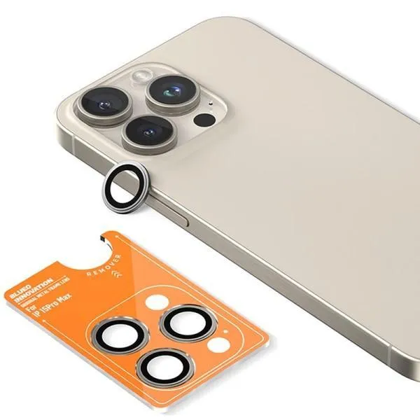 Защитное стекло BlueO Metal на камеру для Apple iPhone 16 Pro / 16 Pro Max / 15 Pro / 15 Pro Max — Серый — фото 2