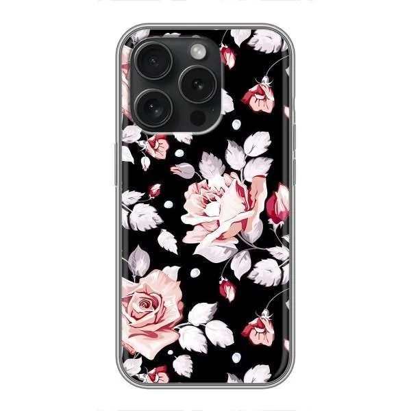 Чехол с принтом «Цветочки на черном» для iPhone 16 Pro
