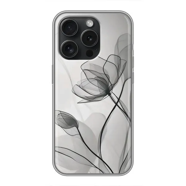 Чехол с принтом «Черные цветы» для iPhone 16 Pro