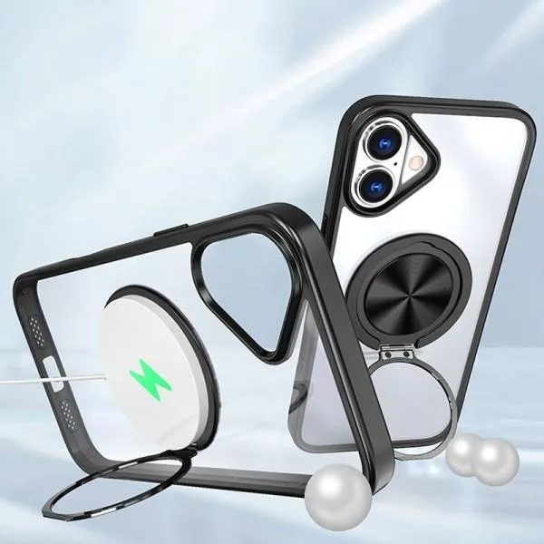 TPU+PC чехол Metal Ring with Magnetic Fit для Apple iPhone 16 (6.1") — Черный — фото 2 TPU+PC чехол Metal Ring with Magnetic Fit для Apple iPhone 16 (6.1") — Черный — фото 2