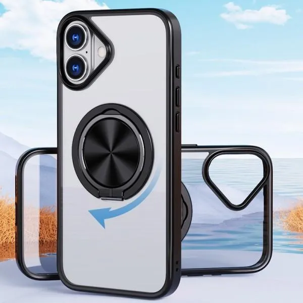 TPU+PC чехол Metal Ring with Magnetic Fit для Apple iPhone 16 (6.1") — Черный — фото 4 TPU+PC чехол Metal Ring with Magnetic Fit для Apple iPhone 16 (6.1") — Черный — фото 4
