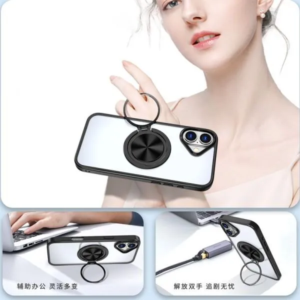 TPU+PC чехол Metal Ring with Magnetic Fit для Apple iPhone 16 (6.1") — Черный — фото 5 TPU+PC чехол Metal Ring with Magnetic Fit для Apple iPhone 16 (6.1") — Черный — фото 5