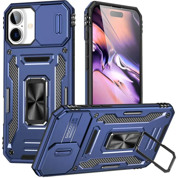 Ударостійкий чохол Camshield Army Ring для Apple iPhone 16 (6.1") — Синій