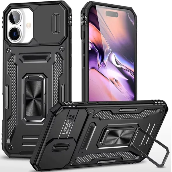 Ударостійкий чохол Camshield Army Ring для Apple iPhone 16 (6.1") — Чорний