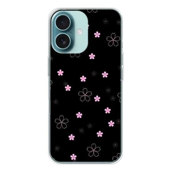 Чехол с принтом «Розовые цветы на черном» для iPhone 16 Чехол с принтом «Розовые цветы на черном» для iPhone 16