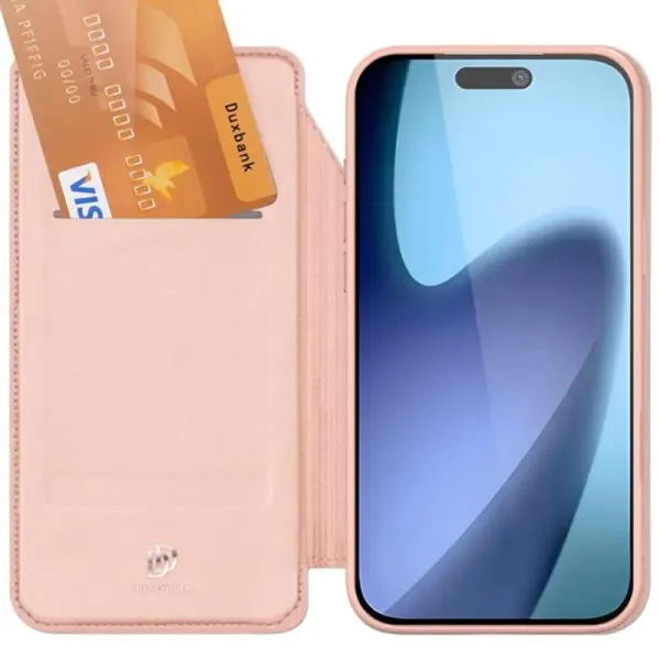 Чехол-книжка Dux Ducis с карманом для визиток для Apple iPhone 17 Air (6.5") — Rose Gold — фото 2 Чехол-книжка Dux Ducis с карманом для визиток для Apple iPhone 17 Air (6.5") — Rose Gold — фото 2