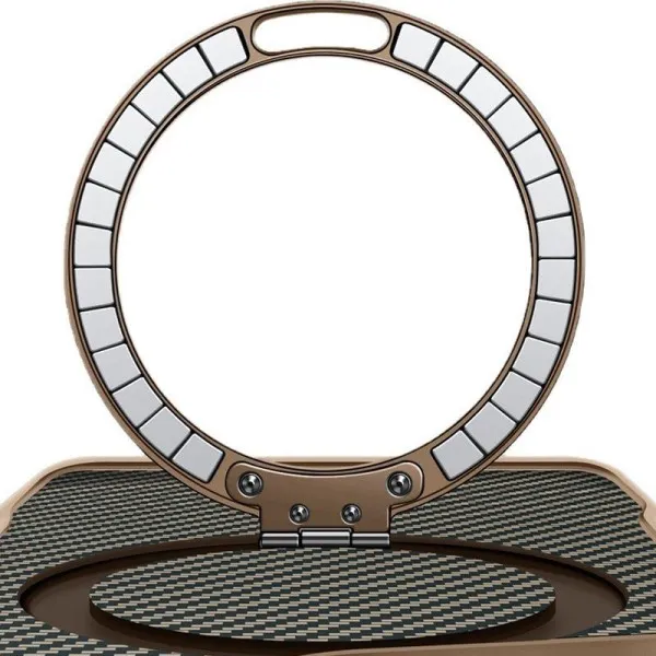 TPU+PC чехол Metal Buttons with Magnetic Fit Carbon Ring для Apple iPhone 17 Pro Max (6.9") — Золотой — фото 2