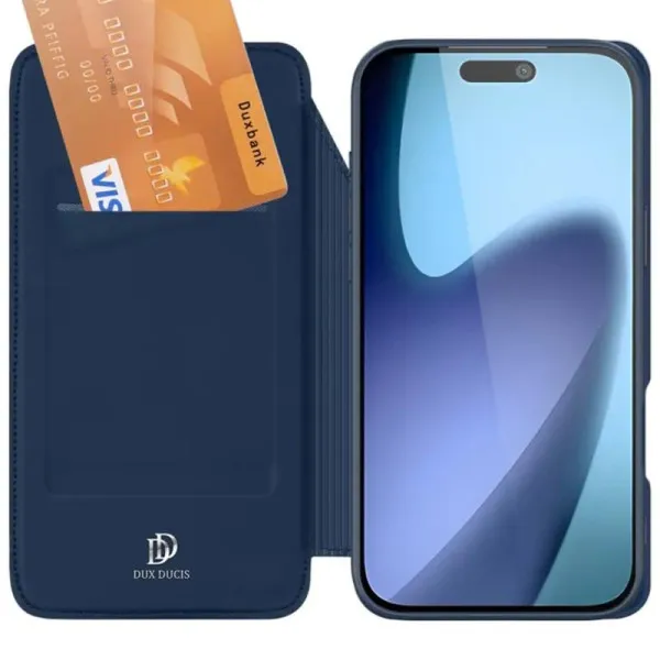 Чехол-книжка Dux Ducis с карманом для визиток для Apple iPhone 17 Pro Max (6.9") — Синий — фото 3 Чехол-книжка Dux Ducis с карманом для визиток для Apple iPhone 17 Pro Max (6.9") — Синий — фото 3