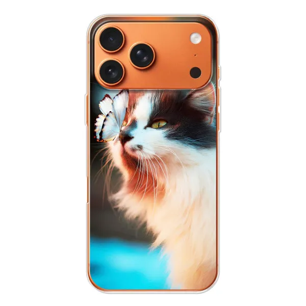 Чохол з принтом «Котик з метеликом» для iPhone 17 Pro Max