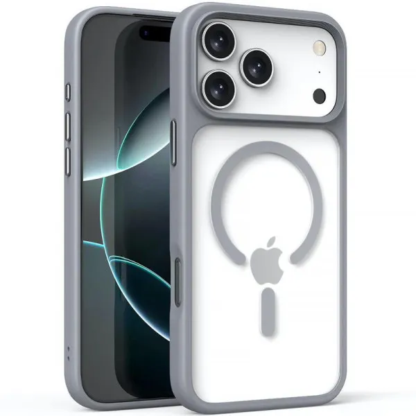 TPU+PC чехол Metal Buttons with Magnetic Fit для Apple iPhone 17 Pro (6.3") — Серый — фото 1 TPU+PC чехол Metal Buttons with Magnetic Fit для Apple iPhone 17 Pro (6.3") — Серый — фото 1