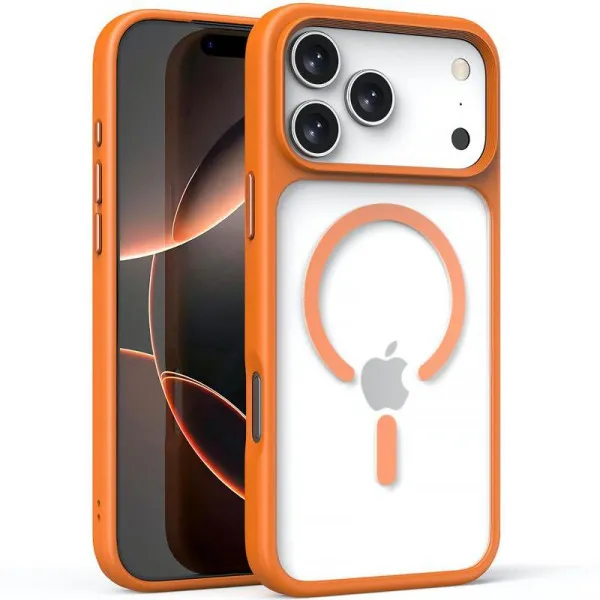 TPU+PC чехол Metal Buttons with Magnetic Fit для Apple iPhone 17 Pro (6.3") — Оранжевый