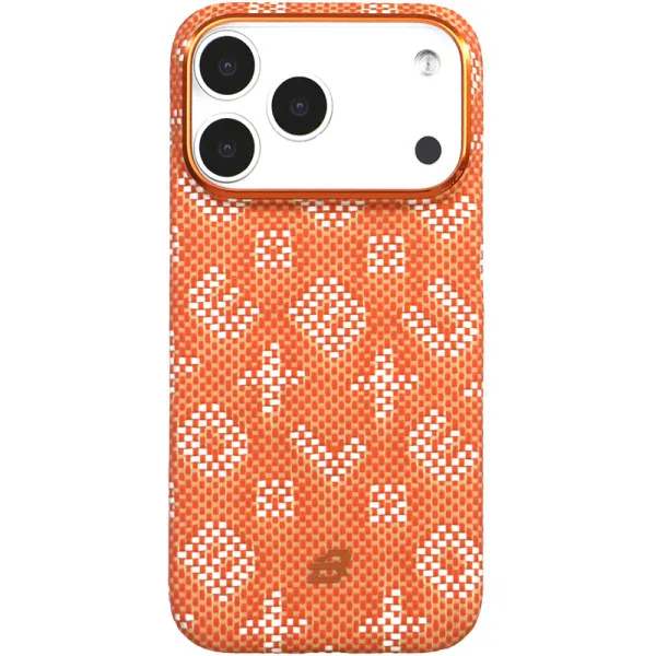 TPU+PC чехол Blueo Gilded Tactile Woven with Magnetic Fit для Apple iPhone 17 Pro (6.3") — Оранжевый — фото 4