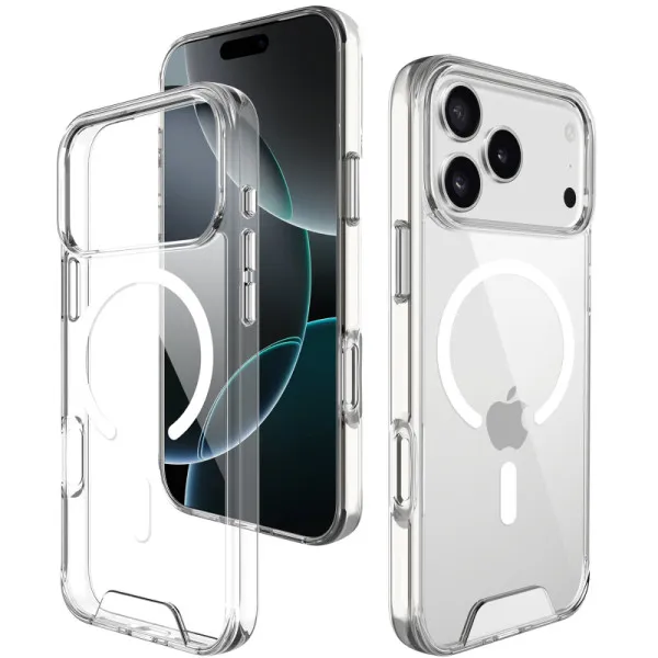 Чохол TPU Space Case with Magnetic Fit для Apple iPhone 17 Pro / 18 Pro (6.3") — Прозорий — фото 4 Чохол TPU Space Case with Magnetic Fit для Apple iPhone 17 Pro / 18 Pro (6.3") — Прозорий — фото 4
