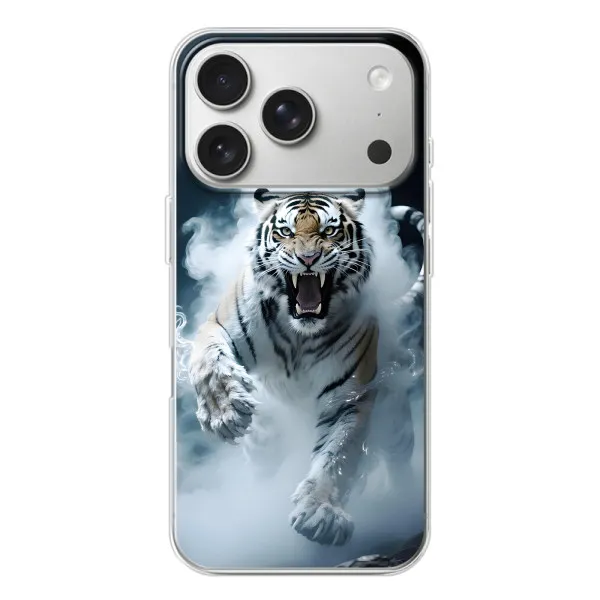 Чехол с принтом «Белый тигр в дыму» для iPhone 17 Pro