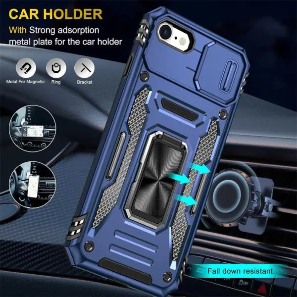 Ударопрочный чехол Camshield Army Ring для Apple iPhone 7 / 8 / SE (2020) (4.7") — Синий — фото 4