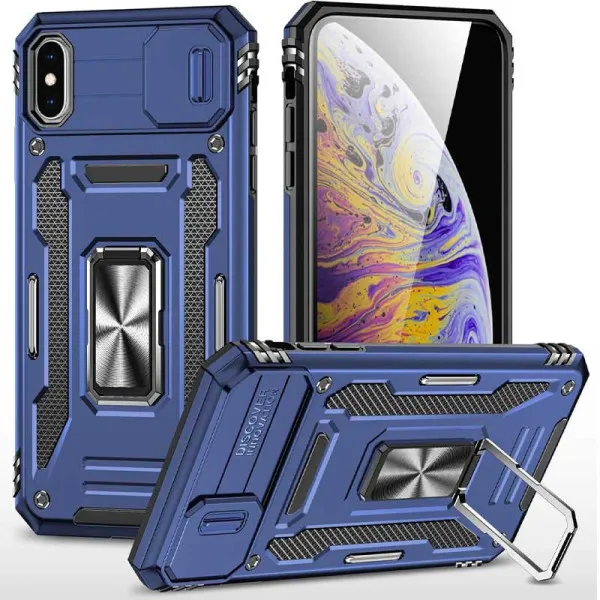 Ударопрочный чехол Camshield Army Ring для Apple iPhone XS Max (6.5") — Синий — фото 1