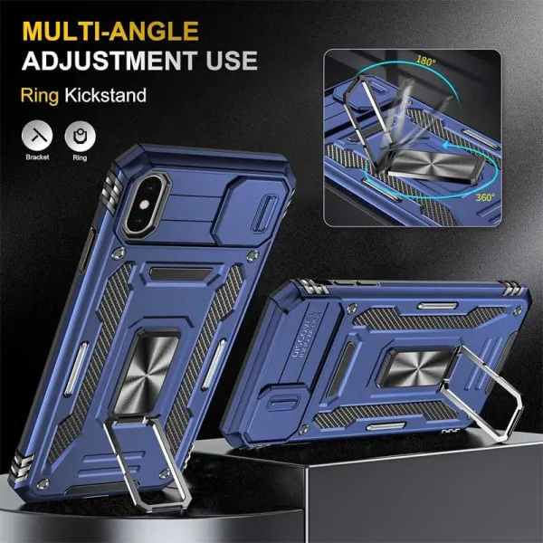 Ударопрочный чехол Camshield Army Ring для Apple iPhone XS Max (6.5") — Синий — фото 2