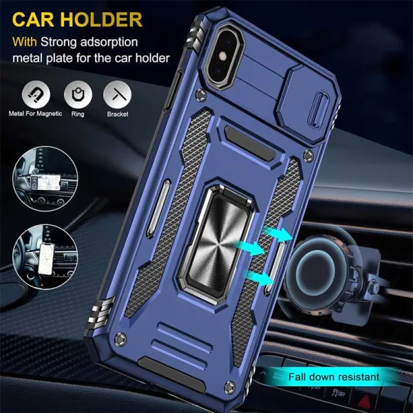 Ударопрочный чехол Camshield Army Ring для Apple iPhone XS Max (6.5") — Синий — фото 3