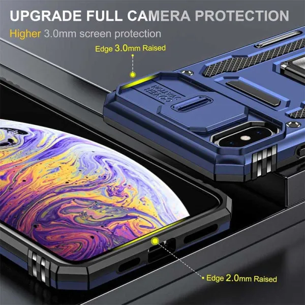 Ударопрочный чехол Camshield Army Ring для Apple iPhone XS Max (6.5") — Синий — фото 4