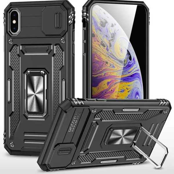 Ударопрочный чехол Camshield Army Ring для Apple iPhone XS Max (6.5") — Черный — фото 4 Ударопрочный чехол Camshield Army Ring для Apple iPhone XS Max (6.5") — Черный — фото 4