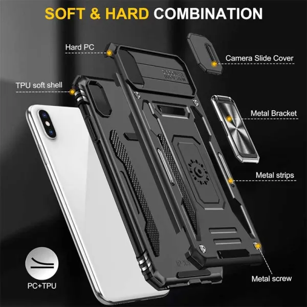 Ударопрочный чехол Camshield Army Ring для Apple iPhone XS Max (6.5") — Черный — фото 3 Ударопрочный чехол Camshield Army Ring для Apple iPhone XS Max (6.5") — Черный — фото 3