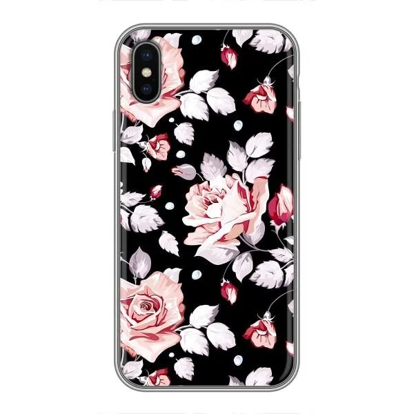 Чехол с принтом «Цветочки на черном» для iPhone Xs Max