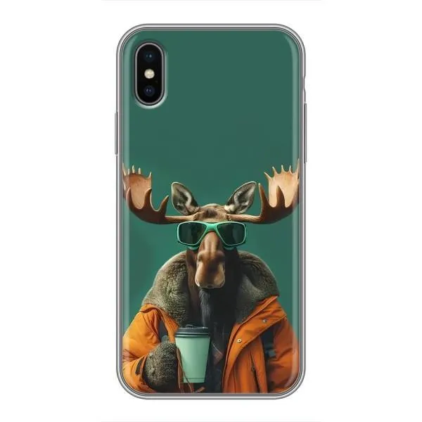 Чехол с принтом «Лось с кофе» для iPhone Xs Max