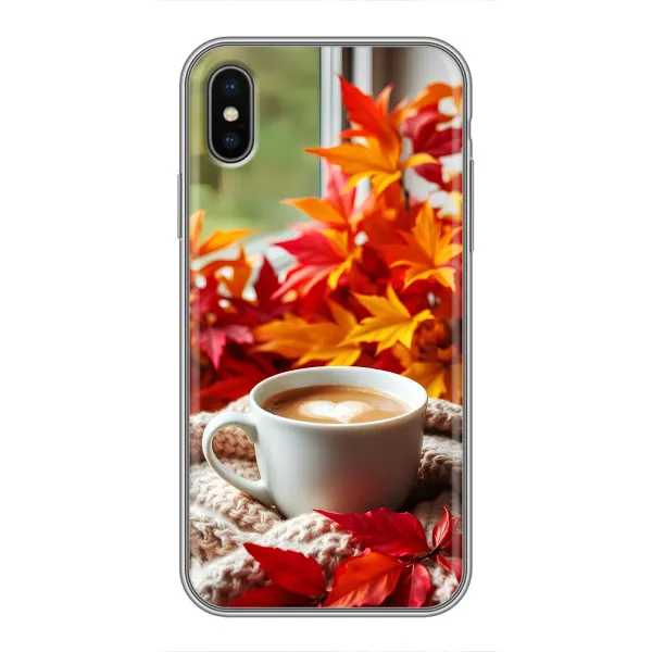 Чехол с принтом «Кофе и листья» для iPhone Xs Чехол с принтом «Кофе и листья» для iPhone Xs